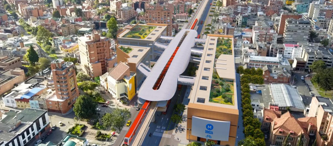 Render estación primera línea Metro de Bogotá